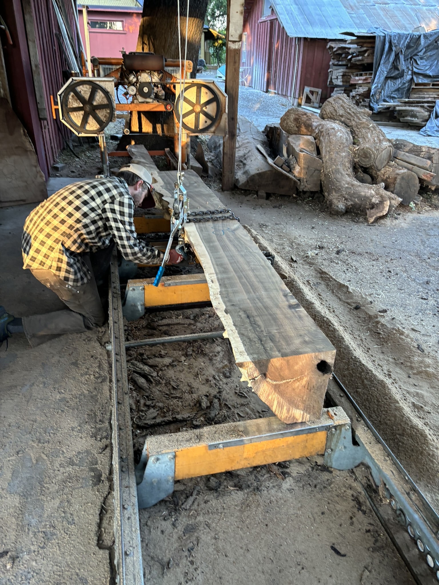 At the sawmill in Zamora, CA